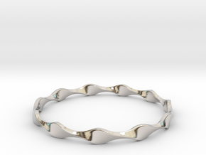 Twisted Wave Bracelet_A in Rhodium Plated Brass: Extra Small
