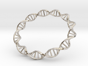 DNA Bracelet in Rhodium Plated Brass: Small