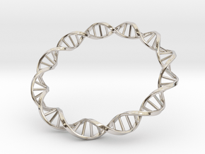 DNA Bracelet in Rhodium Plated Brass: Large