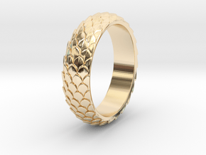 Dragon Scale Ring_A in 14k Gold Plated Brass: 5 / 49