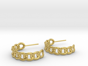 Chain Hoop Earrings in Polished Brass