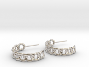 Chain Hoop Earrings in Rhodium Plated Brass