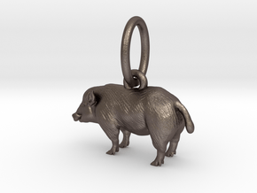 Hog pendant in Polished Bronzed Silver Steel