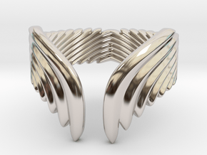 Wing Ring_A in Rhodium Plated Brass: 5 / 49