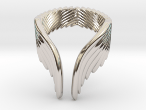 Wing Ring_C in Rhodium Plated Brass: 8 / 56.75