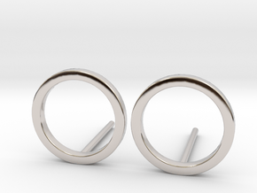 Circle Studs in Rhodium Plated Brass