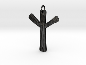 Algiz Rune Pendant / Necklace in Matte Black Steel
