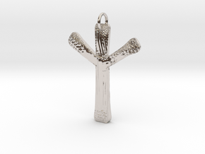 Algiz Rune Pendant / Necklace in Rhodium Plated Brass