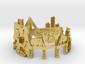 Detroit - Skyline - Cityscape Ring in Polished Brass: 7.5 / 55.5