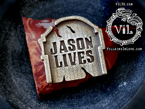 Jason Lives TOMBSTONE Pendant ⛧ VIL ⛧ in Polished Bronzed-Silver Steel: Small