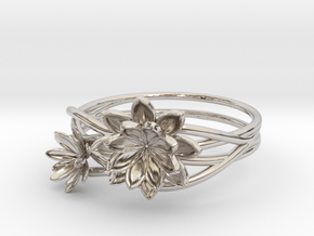 Lotus lily Ring Size 8--18.2mm in Platinum