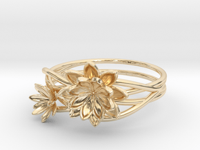 Lotus lily Ring Size 8--18.2mm in 14k Gold Plated Brass