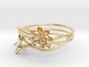 Lotus Butterfly Ring Size 8--18.2mm in 14k Gold Plated Brass