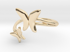 Butterfly Pair Ring Size 8--18.2mm in 14k Gold Plated Brass