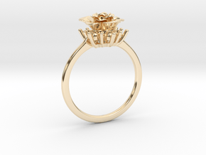 Flower Ring 64 (Contact to Add Stone) in 14k Gold Plated Brass