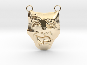 Melpomene (Tragedy Mask) Thalia (Comedy Mask)  in 14k Gold Plated Brass