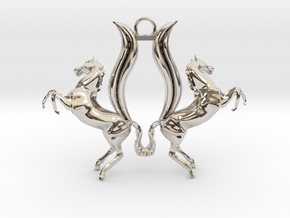 Double Horses Pendant (Contact for Customization) in Platinum