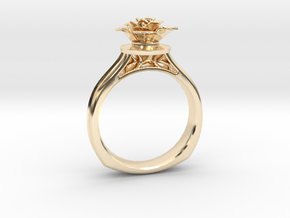 Flower Ring 101 (Contact to Add Stones) in 14k Gold Plated Brass