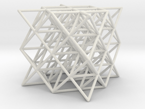 64 tetrahedrons, thin round struts, 3 cm in White Natural Versatile Plastic