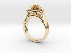Flower Diamond Ring 101 (Contact to Add Stones) in 14k Gold Plated Brass