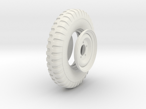 1/9 7.00 x 16" Willys Jeep tire & wheel in White Natural Versatile Plastic