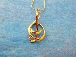 Treble Clef Pendant in Precious Metals in 18k Gold Plated Brass