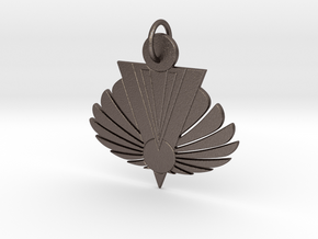 Phoenix Rising Pendant in Polished Bronzed-Silver Steel: Large
