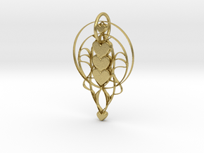 Trinity Heart Pendant in Natural Brass: Medium