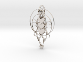 Trinity Heart Pendant in Rhodium Plated Brass: Medium