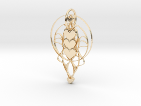 Trinity Heart Pendant in 14k Gold Plated Brass: Medium