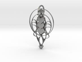 Trinity Heart Pendant in Natural Silver: Medium