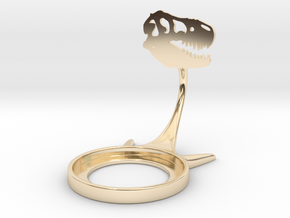 Dinosaur Tyrannosaurus Skull in 14k Gold Plated Brass