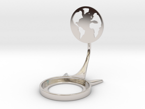Space Earth in Rhodium Plated Brass