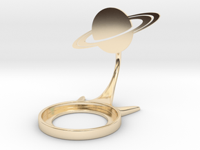 Space Saturn in 14k Gold Plated Brass