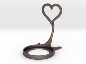 Valentine Heart in Polished Bronzed-Silver Steel