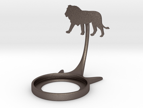 Animal Lion in Polished Bronzed-Silver Steel