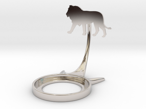 Animal Lion in Rhodium Plated Brass