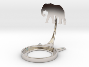 Animal Elephant in Rhodium Plated Brass