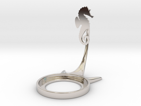 Animal Seahorse in Rhodium Plated Brass