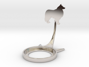 Animal Collie in Rhodium Plated Brass