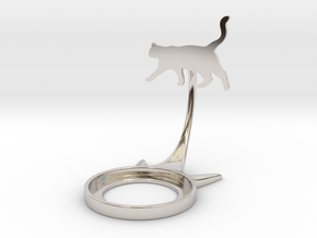 Animal Cat Walk in Rhodium Plated Brass