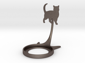 Animal Cat in Polished Bronzed-Silver Steel