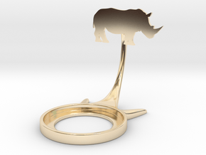 Animal Rhinoceros in 14k Gold Plated Brass