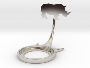 Animal Rhinoceros in Rhodium Plated Brass