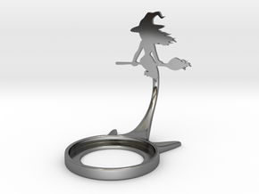 Halloween Witch in Fine Detail Polished Silver