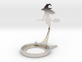 Halloween Witch in Rhodium Plated Brass