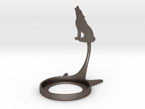 Animal Wolf in Polished Bronzed-Silver Steel