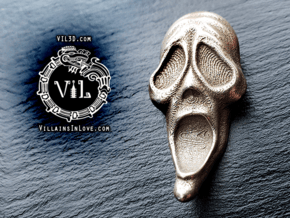 SCARY Movie Pendant ⛧ VIL ⛧ in Polished Bronzed-Silver Steel: Small
