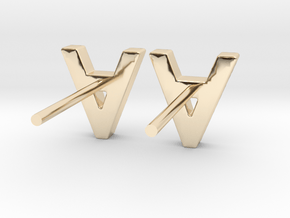 Dainty Letter Stud Earrings (A-K) in 14k Gold Plated Brass: d00