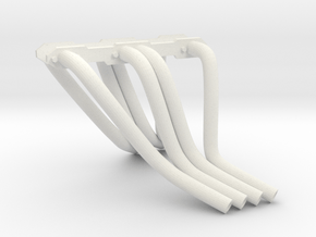 1:8 Dragster Style Headers for a small block chevy in White Natural Versatile Plastic